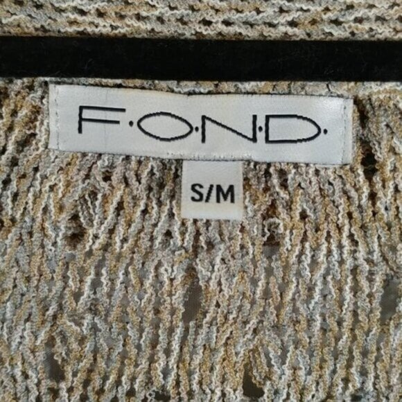 F.O.N.D. Women's Beige Open Waterfall Cardigan Lagen Look Sweater Size S/M - Picture 4 of 8
